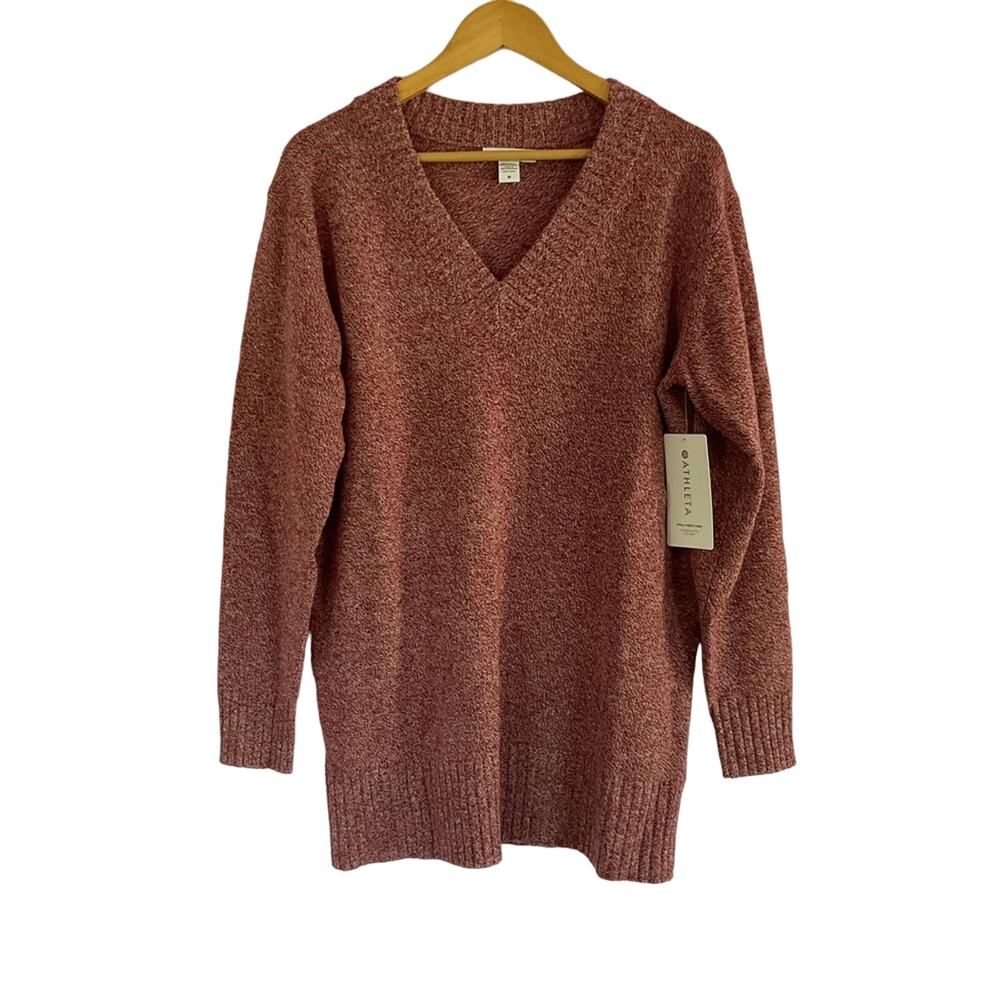 Athleta Vital V Neck Tunic Wool Cashmere Sweater Medium